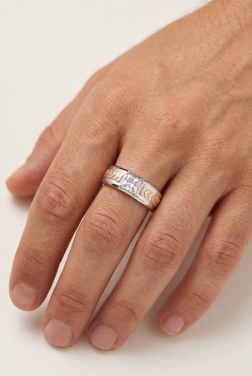 Royal Chevron Silver Ring