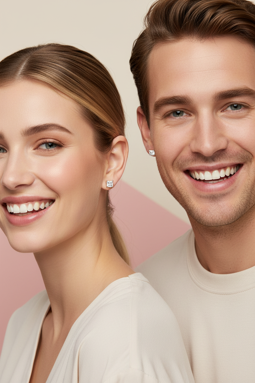 Sparkle Square Stud Earrings