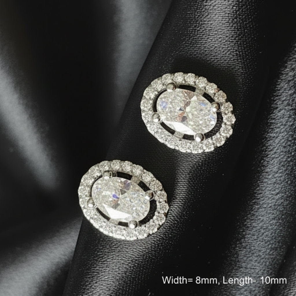 Aurelia Oval Halo Silver Studs