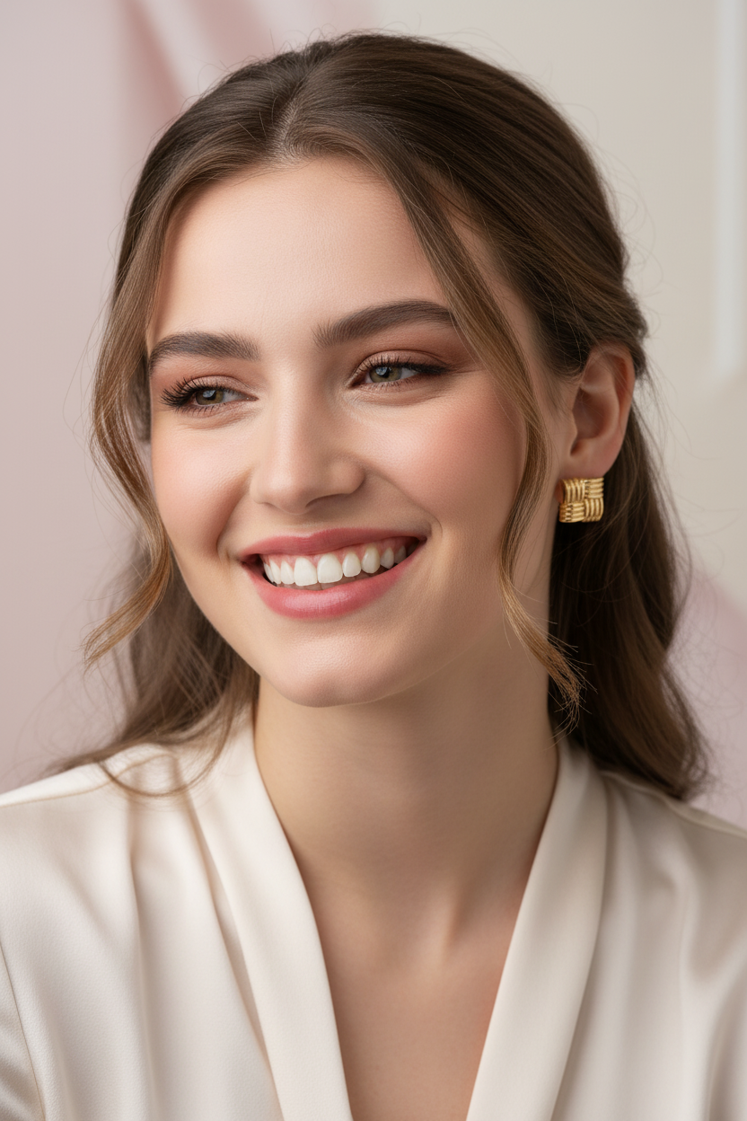 Woven Grid Gold Studs