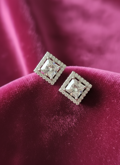 LumiSquare Halo Silver Studs