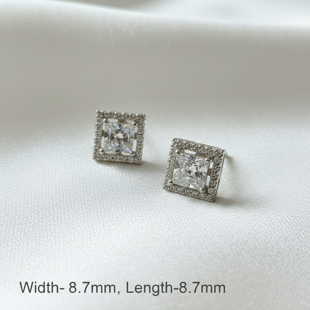 LumiSquare Halo Silver Studs