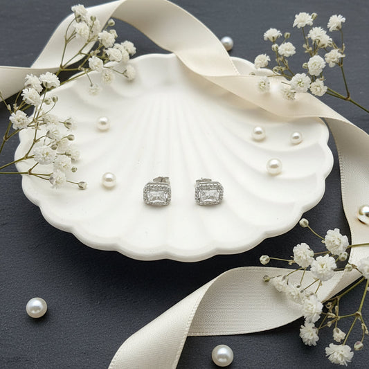 Radiant Halo Silver Studs