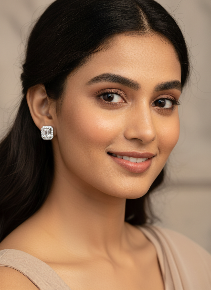 Radiant Halo Silver Studs