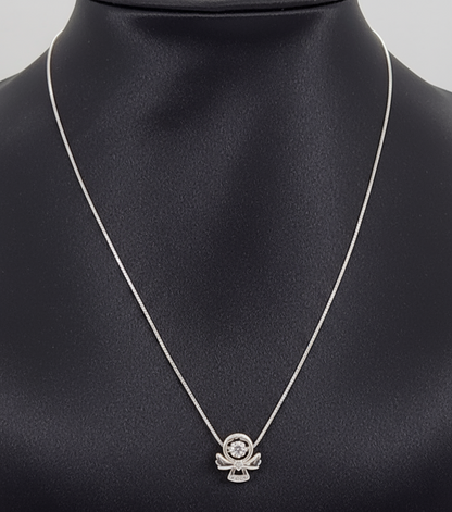 Shimmering Guardian Angel Silver Pendant