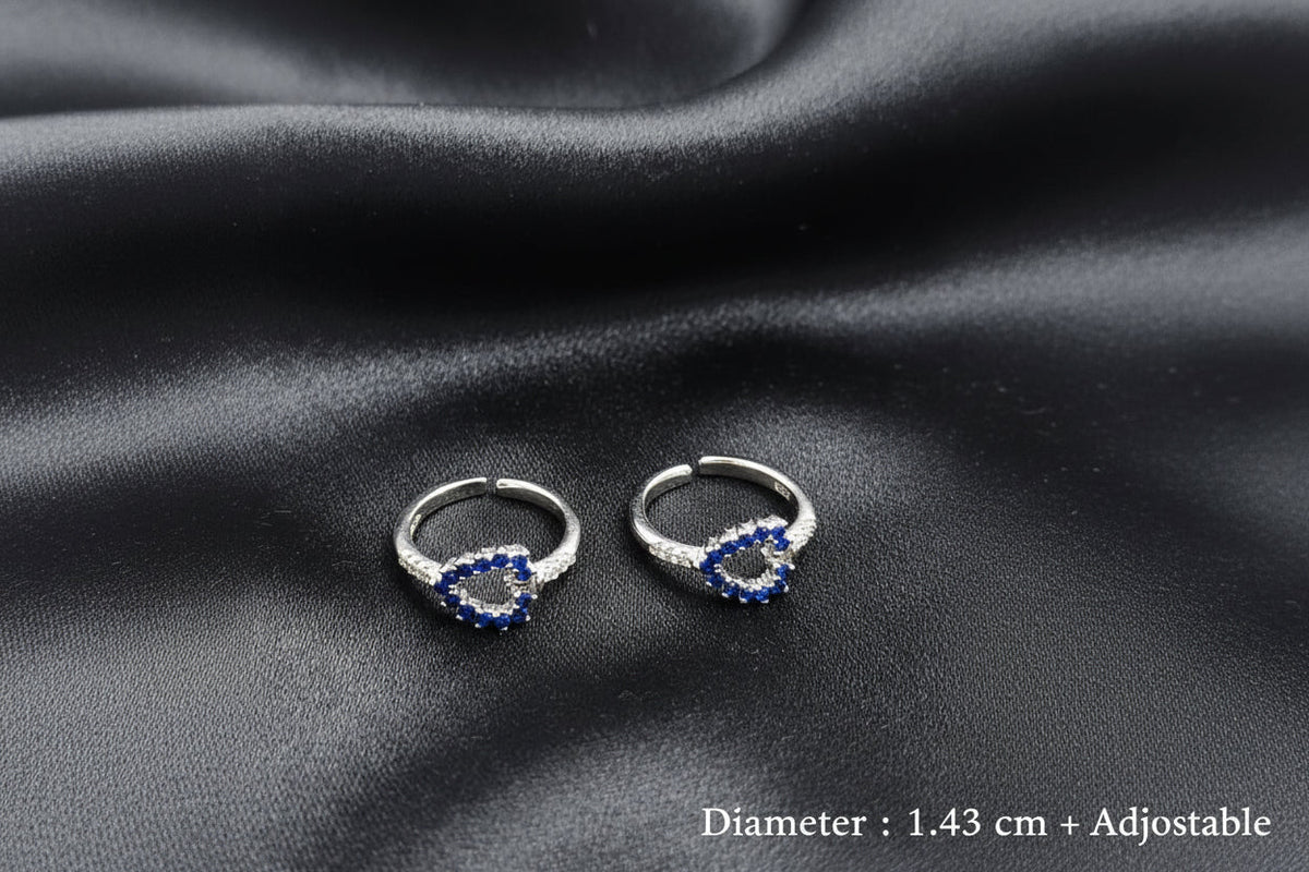 Beautiful staring silver Toe Ring with blue zircons