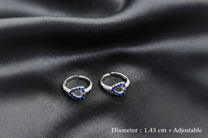 Beautiful staring silver Toe Ring with blue zircons
