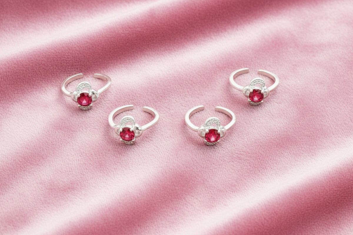 Scarlet Bloom Toe Rings