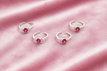 Scarlet Bloom Toe Rings