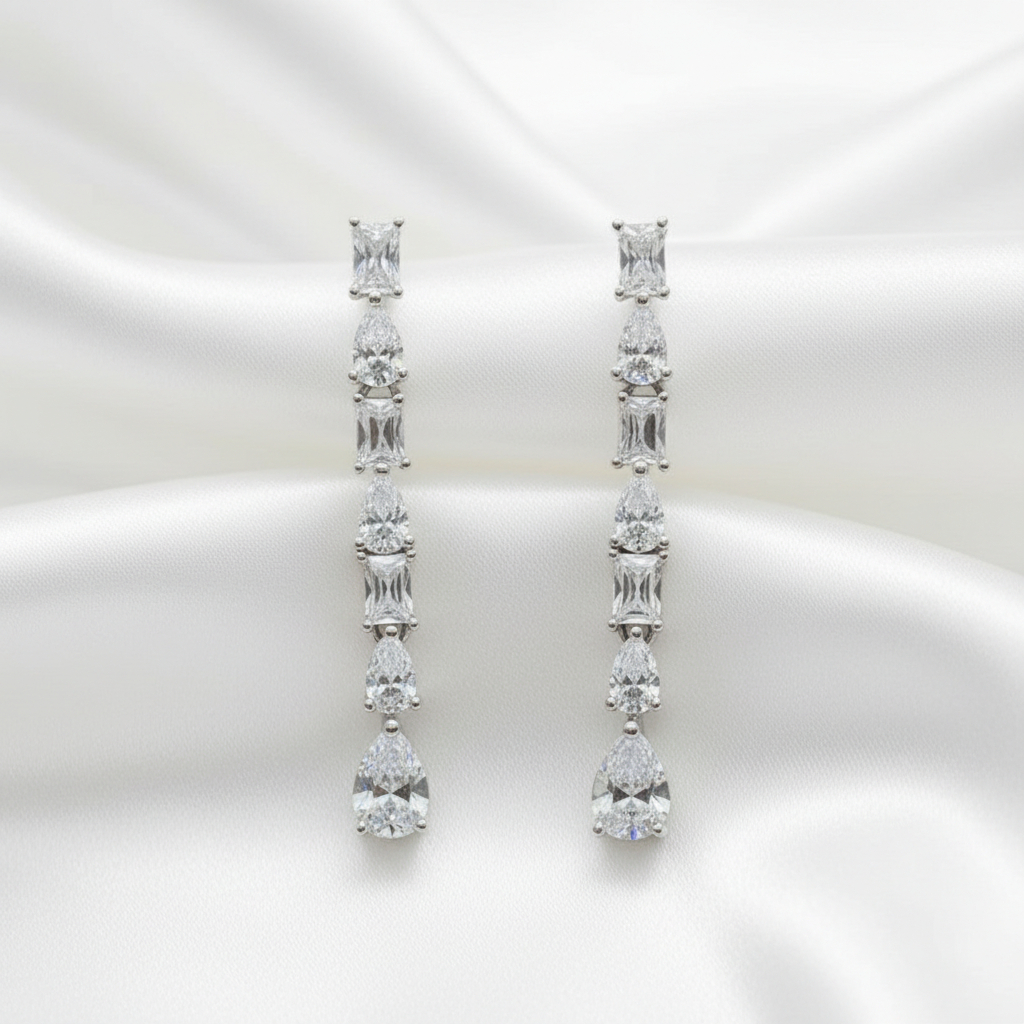 Silver Celeste Linea Drop Earrings