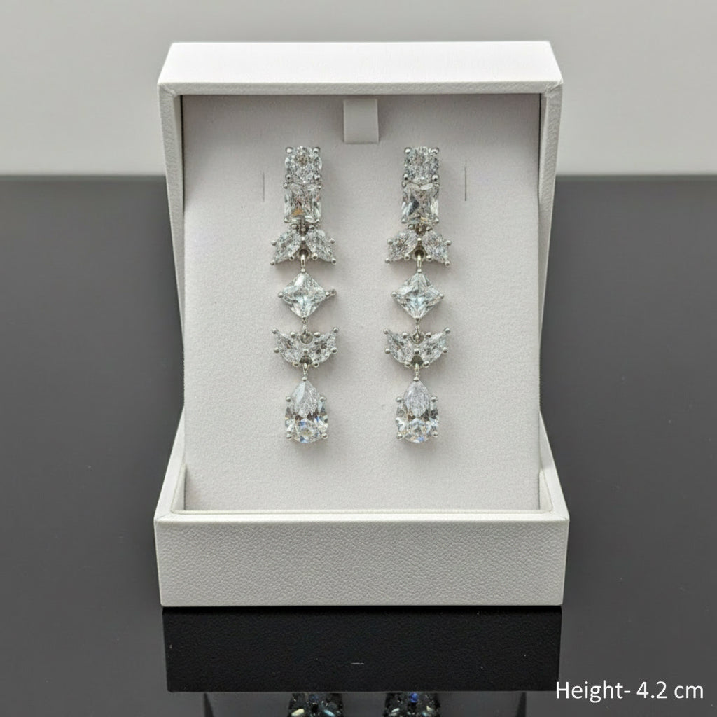 Silver Luna Cascade Drop Earrings