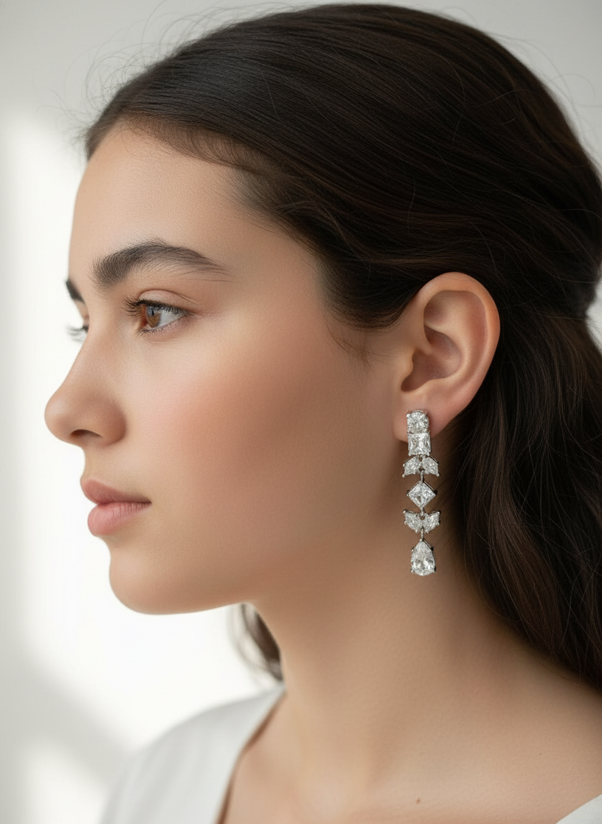 Silver Luna Cascade Drop Earrings