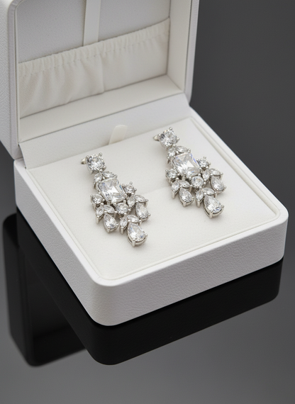 Silver Crystal Petal Cascade Drops