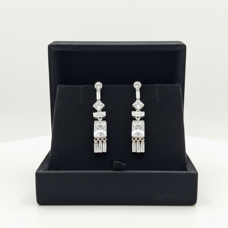 Silver Aria Geo-Drop Earrings