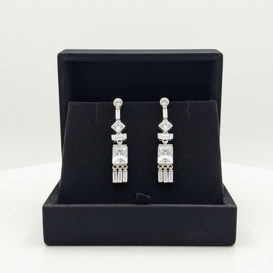 Silver Aria Geo-Drop Earrings