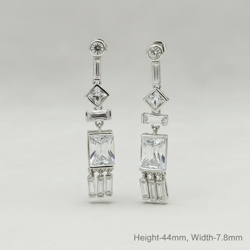 Silver Aria Geo-Drop Earrings