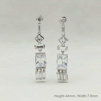 Silver Aria Geo-Drop Earrings