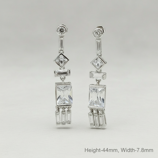 Silver Aria Geo-Drop Earrings