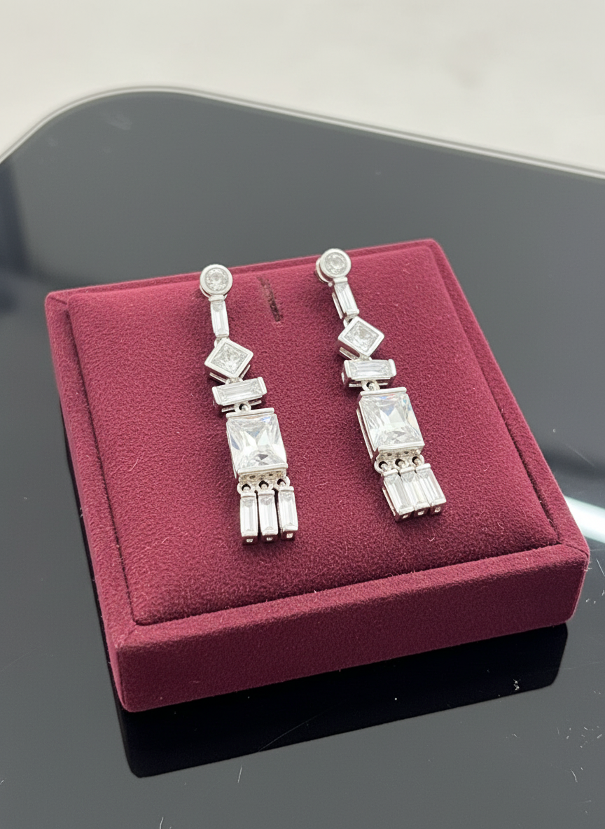 Silver Aria Geo-Drop Earrings