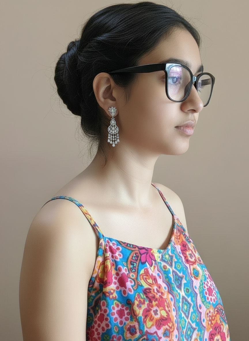 Silver Lotus Royale Chandelier Earrings