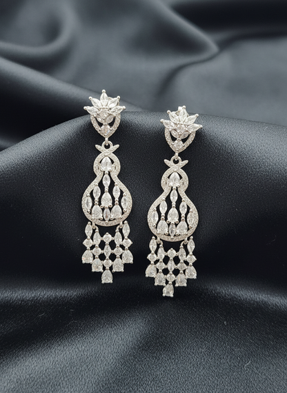 Silver Lotus Royale Chandelier Earrings