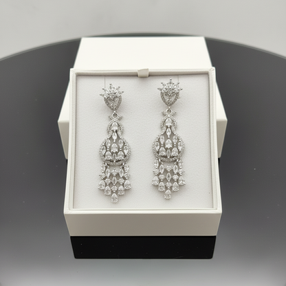 Silver Lotus Royale Chandelier Earrings