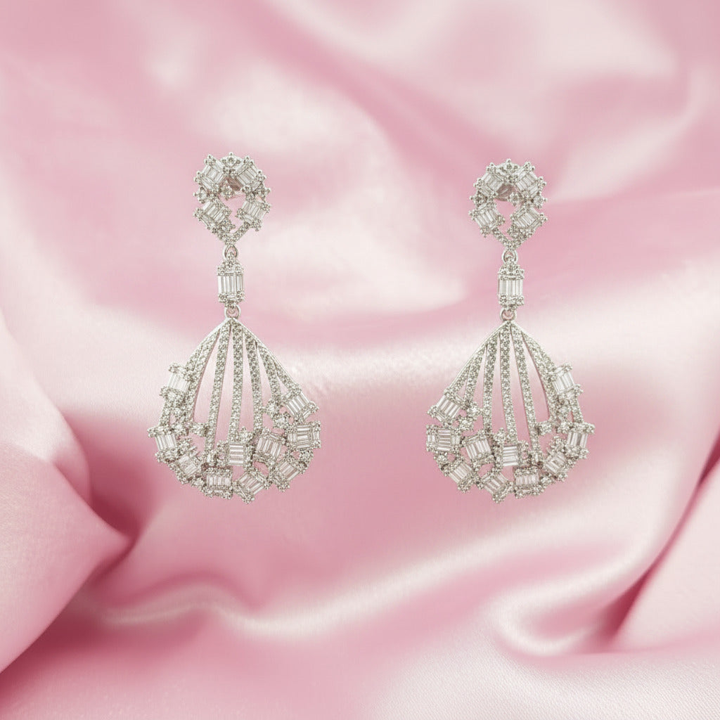 Silver Regalia Zirconia Cascade Earrings