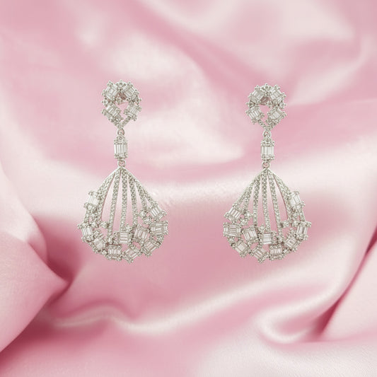 Silver Regalia Zirconia Cascade Earrings