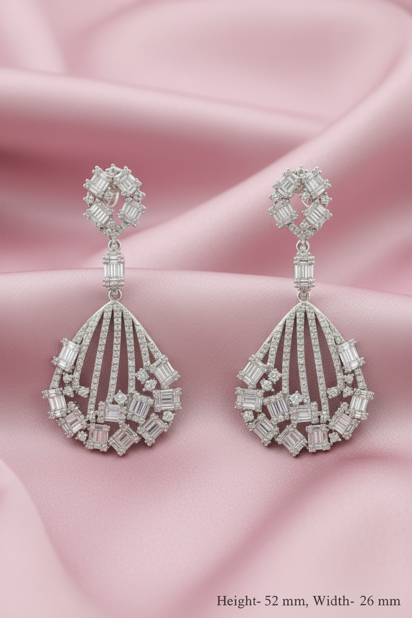 Silver Regalia Zirconia Cascade Earrings