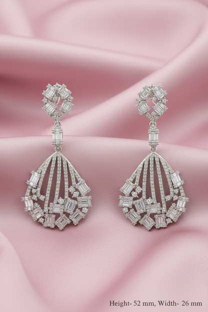 Silver Regalia Zirconia Cascade Earrings