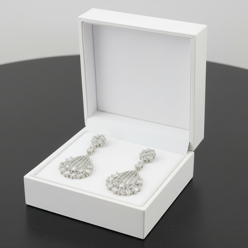 Silver Regalia Zirconia Cascade Earrings