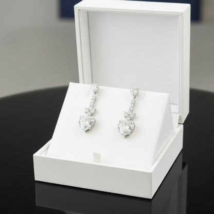 Silver Hearts of Radiance Drop Earrings