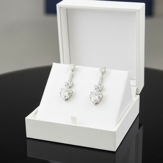 Silver Hearts of Radiance Drop Earrings