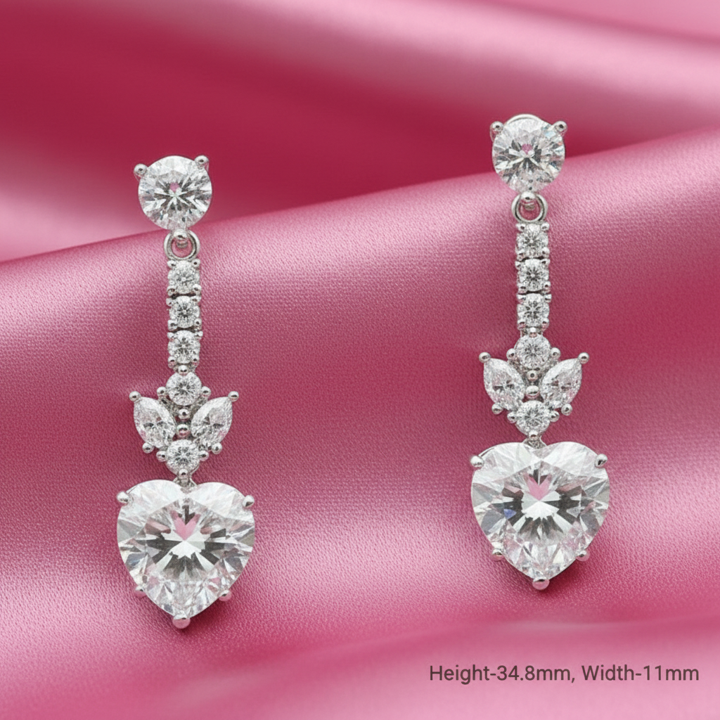 Silver Hearts of Radiance Drop Earrings