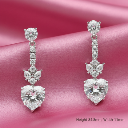 Silver Hearts of Radiance Drop Earrings