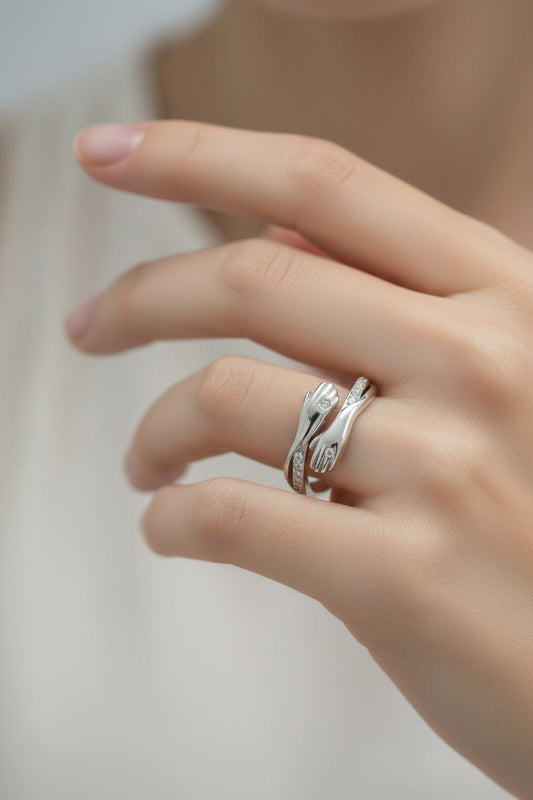 Embrace Duo Silver Ring