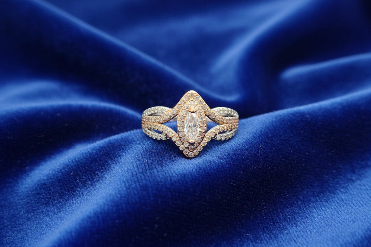 Rose Prism Marquise Silver Ring