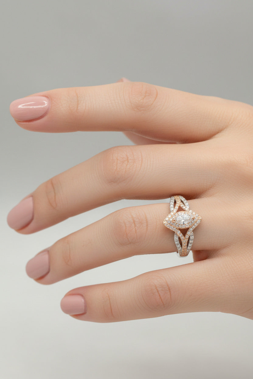 Rose Prism Marquise Silver Ring