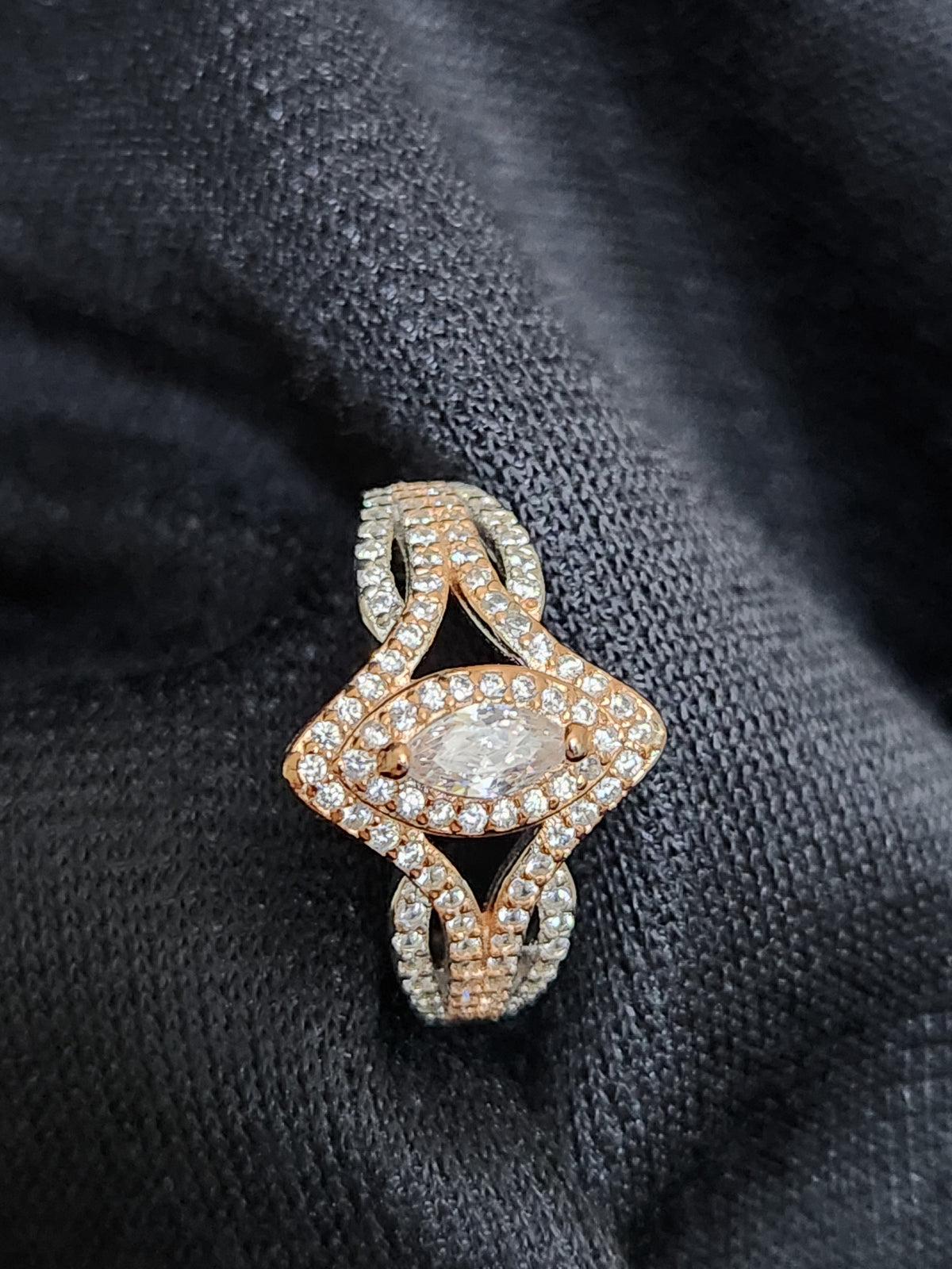 Rose Prism Marquise Silver Ring