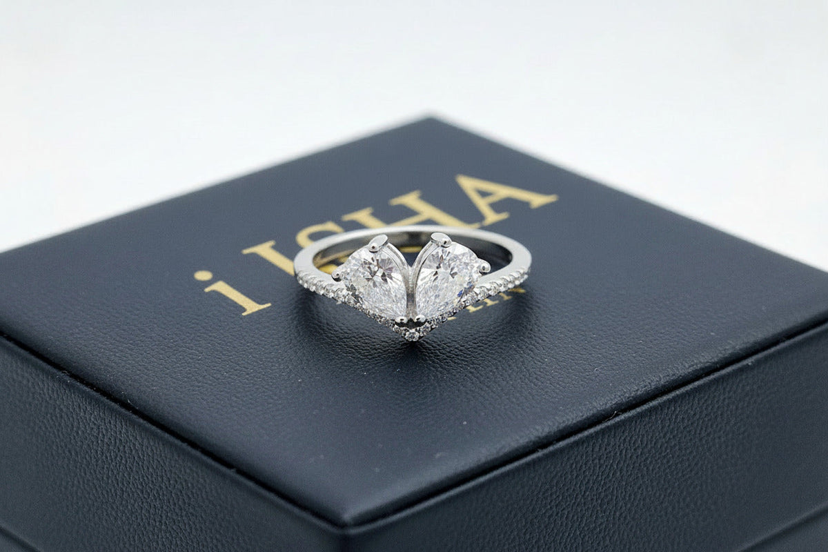 Twin Heart Sparkle Silver Ring