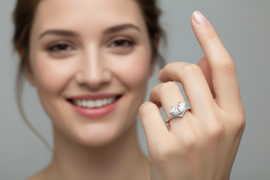 Twin Heart Sparkle Silver Ring