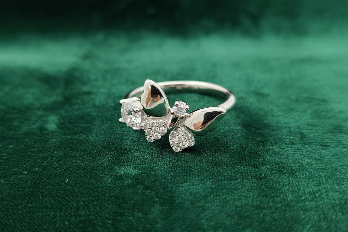 Crystal Flutter Silver Ring