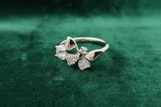 Crystal Flutter Silver Ring