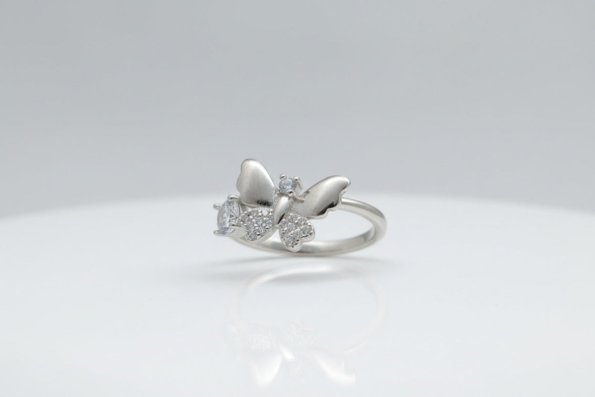 Crystal Flutter Silver Ring
