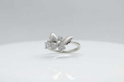 Crystal Flutter Silver Ring