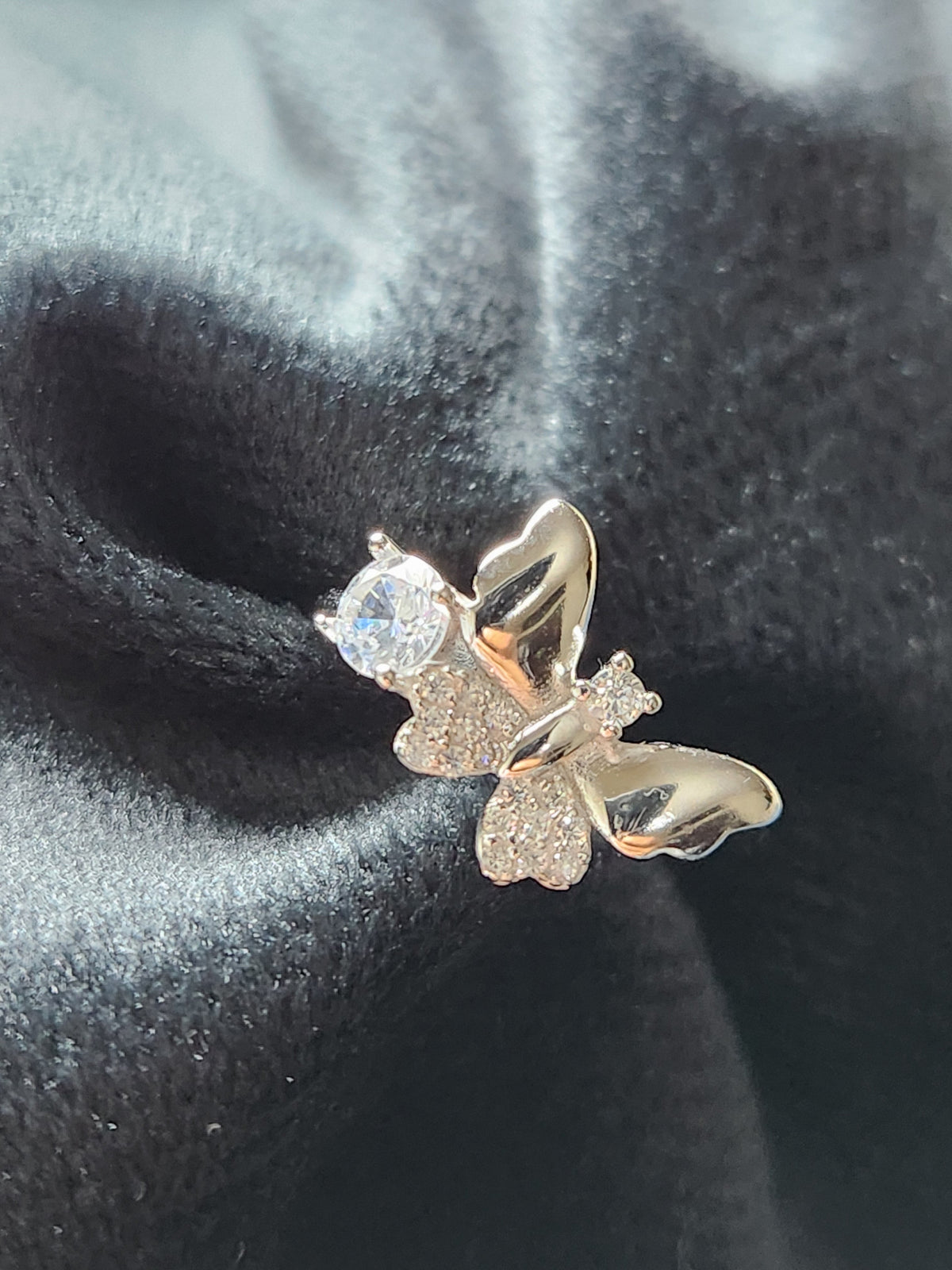 Crystal Flutter Silver Ring