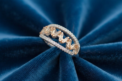 Royal Baguette Crown Silver Ring