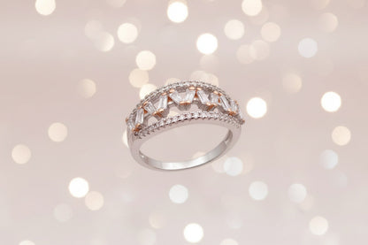 Royal Baguette Crown Silver Ring