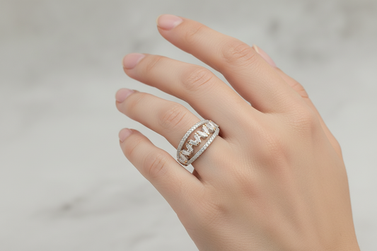 Royal Baguette Crown Silver Ring