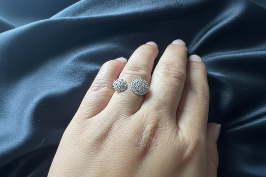 Twin Sparkle Dome Silver Ring